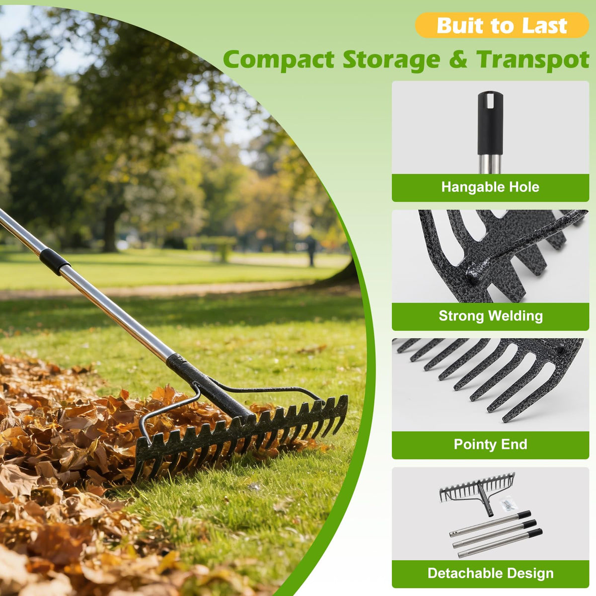 Lilyvane easy-assembly rake shown with simple hand-threading for quick setup