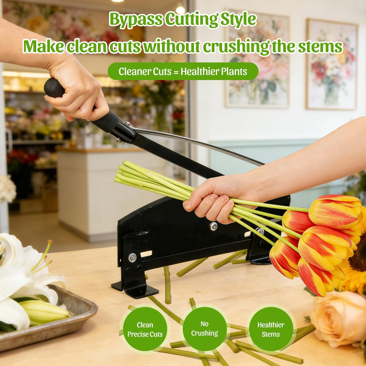 Ergonomic Lilyvane Flower Cutter with long handle for easier trimming