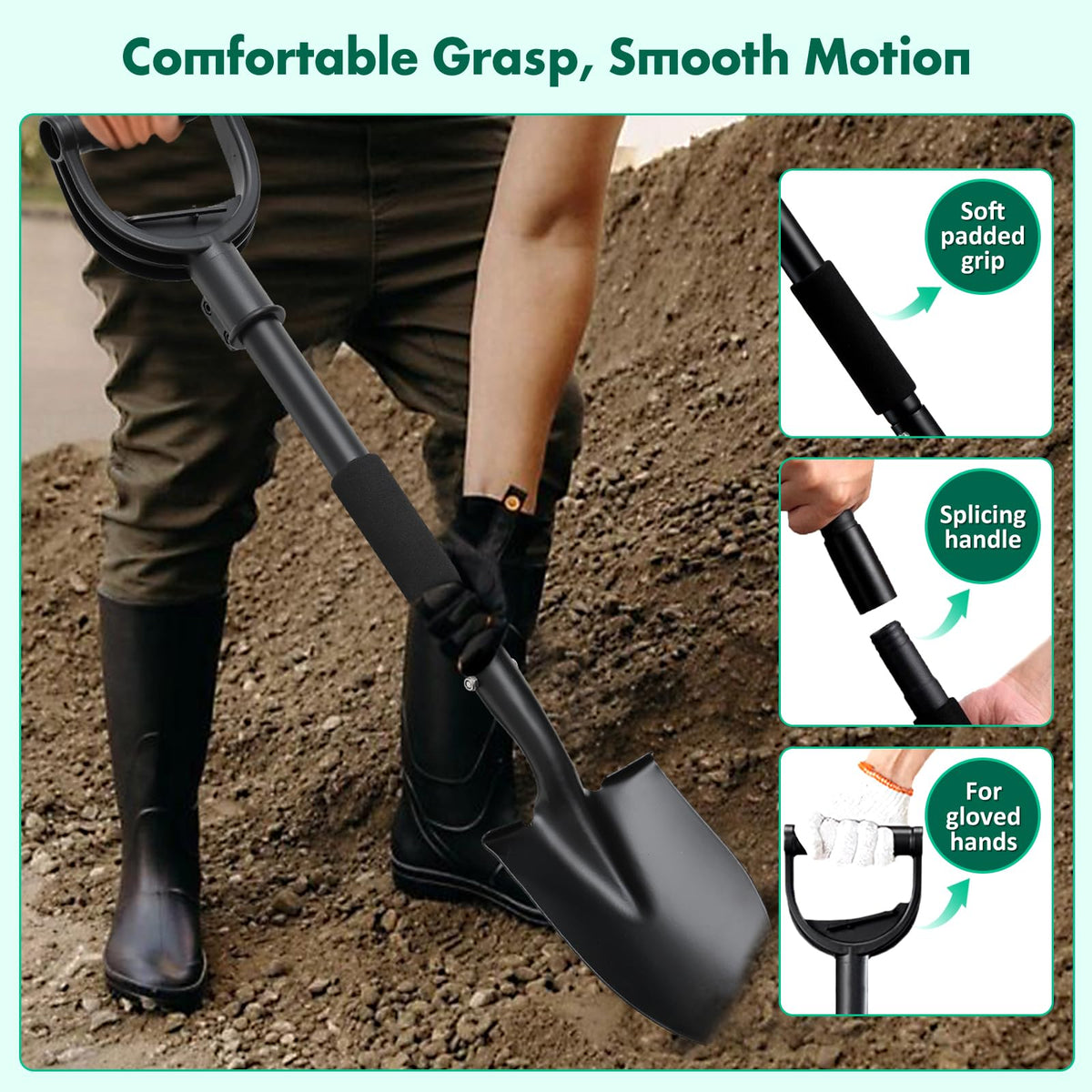 Lilyvane foam-grip handle provides comfortable grip and reduced hand fatigue.