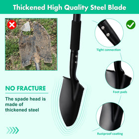 Lilyvane shovel flat blade 6.5 inch wide for efficient digging.