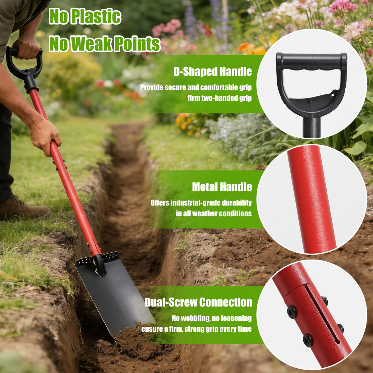 Lilyvane Garden Shovel with integrated foot pedal for efficiency