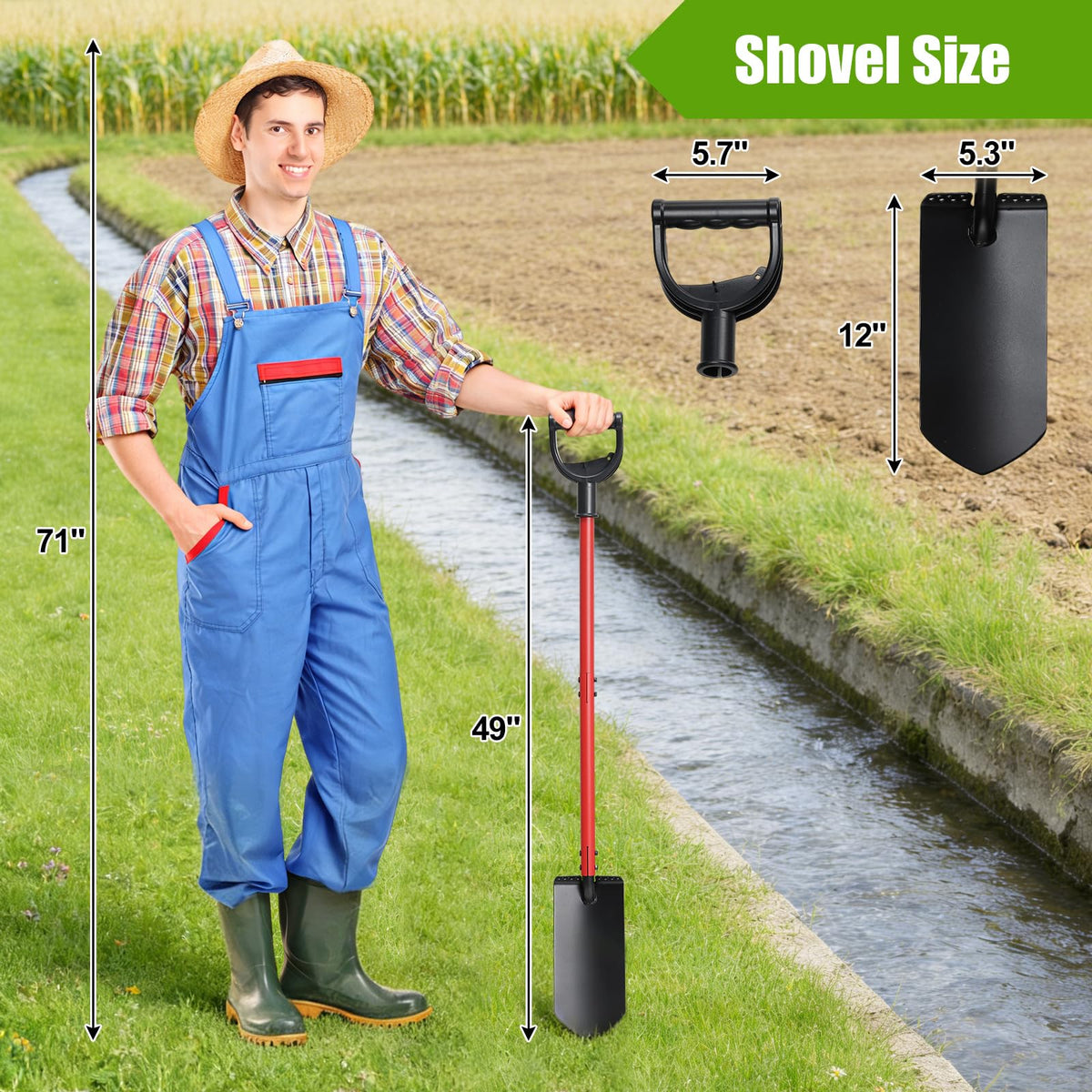 Lilyvane Garden Shovel with 30-inch handle for easy reach