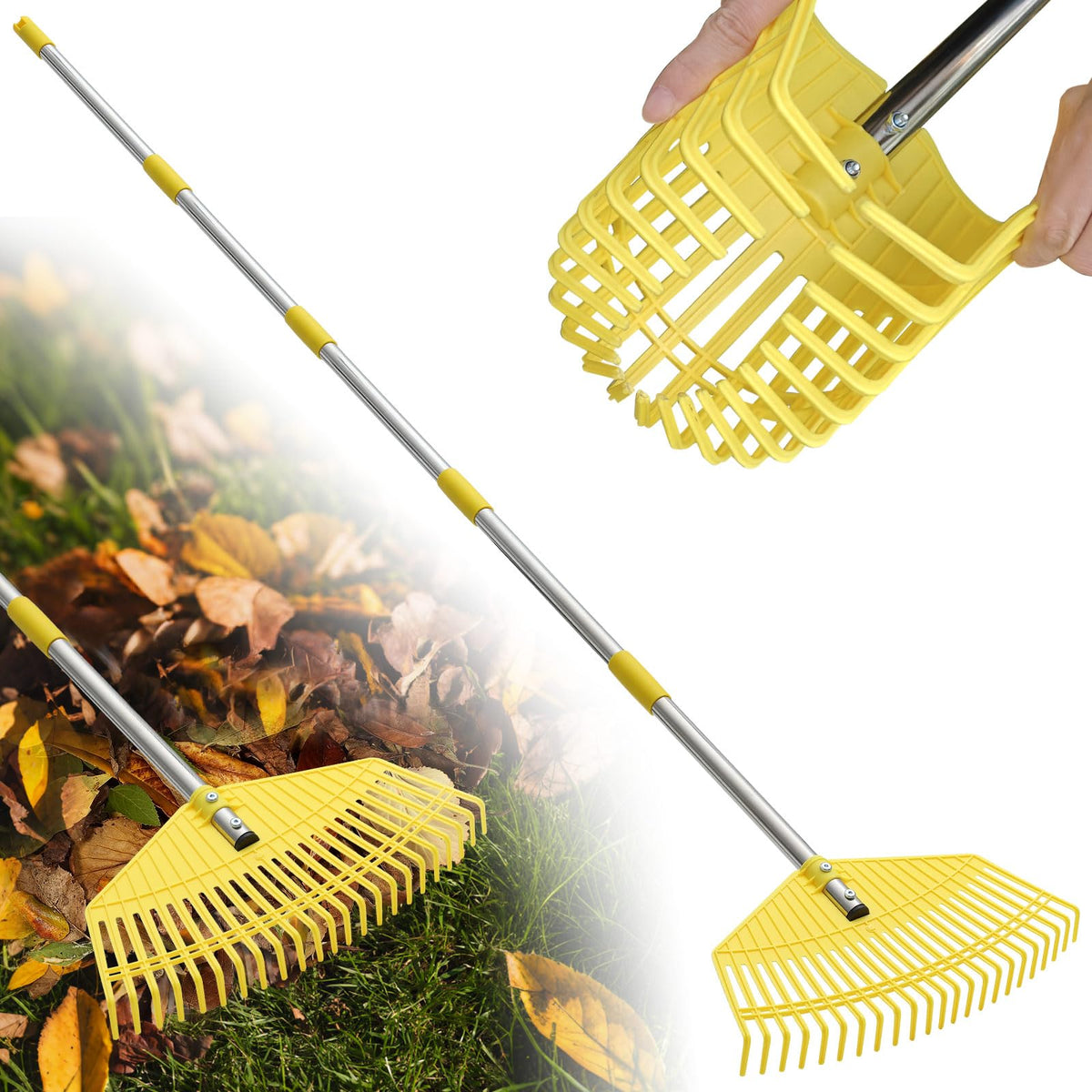 Lilyvane leaf rake head designed for efficient broad-area leaf collection.