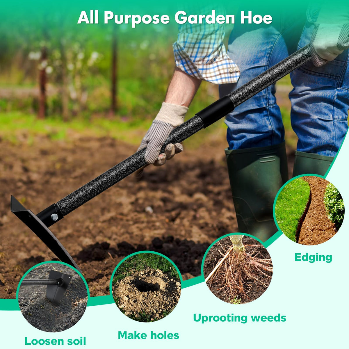 Lilyvane multifunction garden tool for cultivating, digging, and edging tasks.