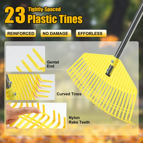 Lilyvane nylon tines resist bending for durable yard cleanup.