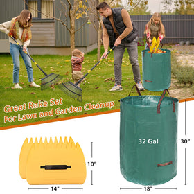 Lilyvane rake with 65-inch handle reduces bending during cleanup.