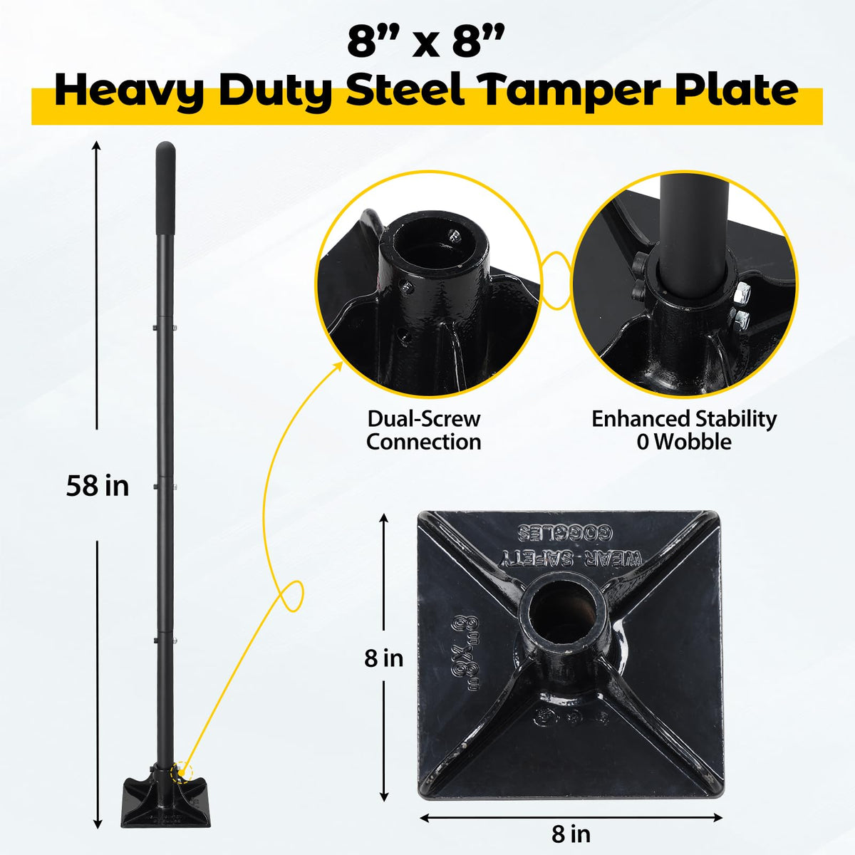 Lilyvane tamper 58-inch handle enabling back-friendly operation