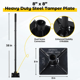 Lilyvane tamper 58-inch handle enabling back-friendly operation