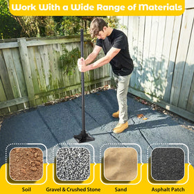 Lilyvane tamper in action leveling pavers, driveways, and beds