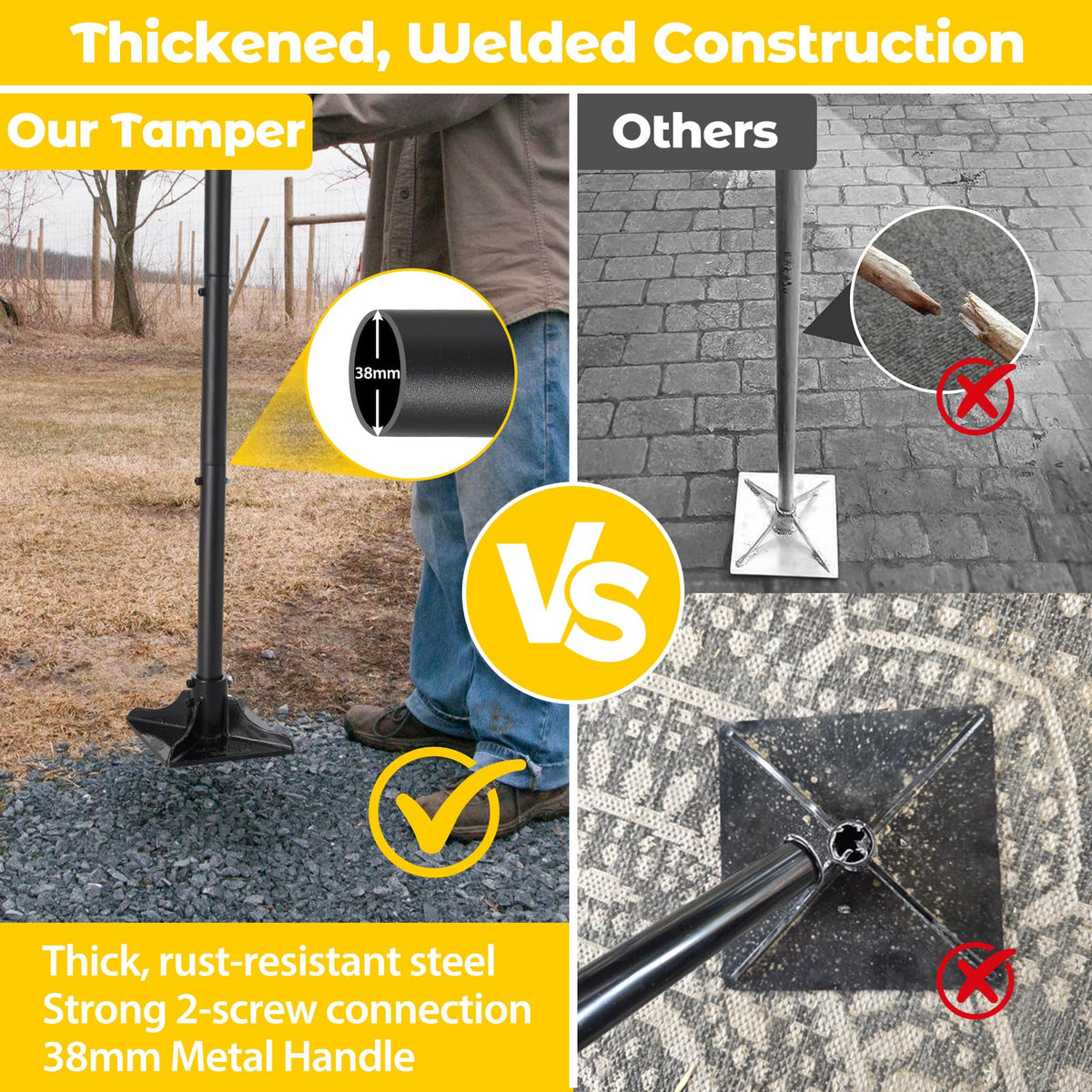Lilyvane tamper non-slip grip improves control during repetitious tamping