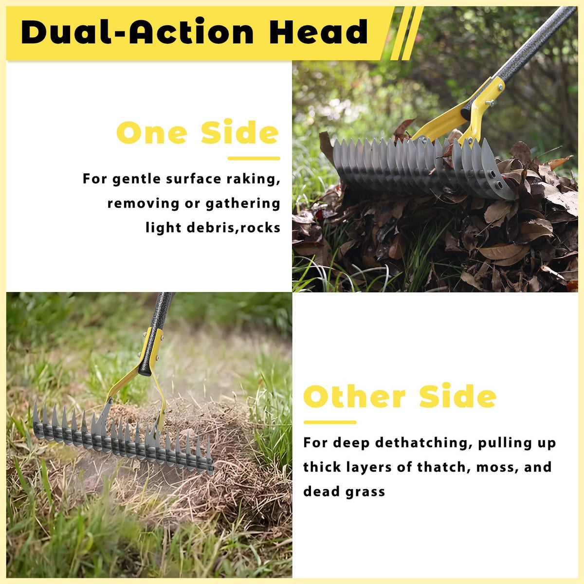 Lilyvane Thatch Rake adjustable angle reduces wrist fatigue during use.