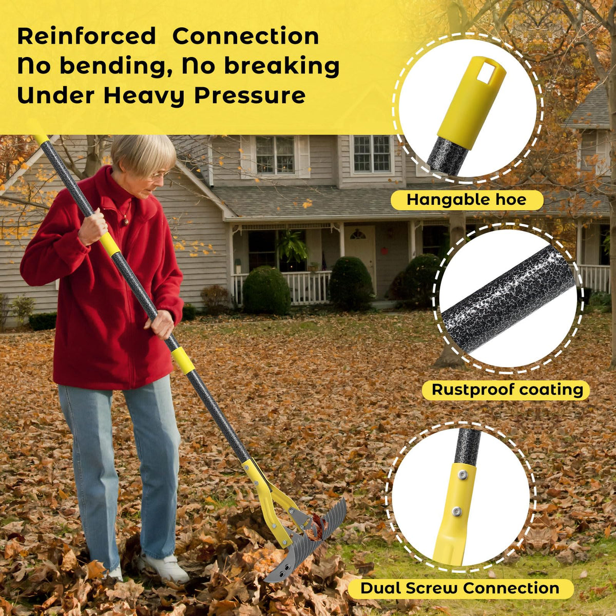 Lilyvane Thatch Rake cleans leaves and pine needles efficiently.