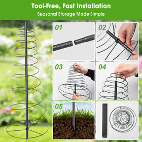 Deep soil insertion provides wind resistance for outdoor climbing plants.