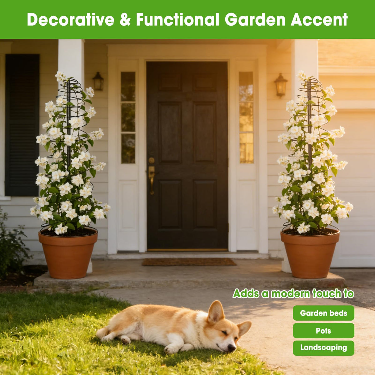 All-metal frame withstands sun and rain for lasting garden performance.