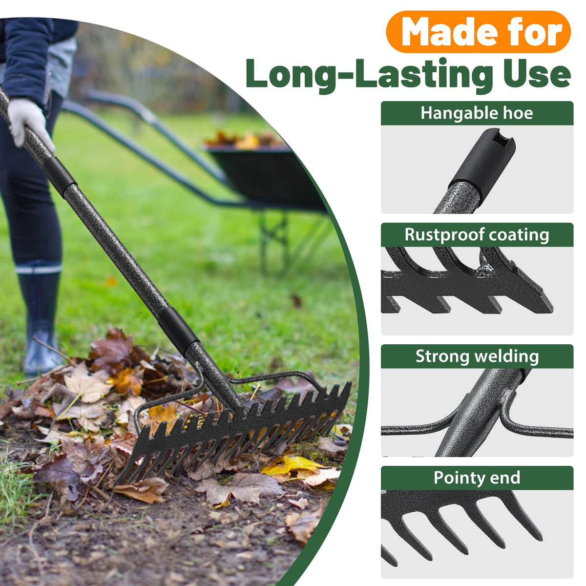 Lilyvane two-sided teeth rake offering versatility for weeds and gravel.