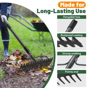 Lilyvane two-sided teeth rake offering versatility for weeds and gravel.