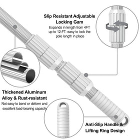 LIME POOL 3-piece adjustable pole with twist-lock for stable length.