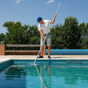 LIME POOL compact retractable design for easy storage after cleaning.