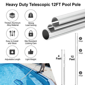 LIME POOL telescoping pole with grip and lock for secure wet handling.