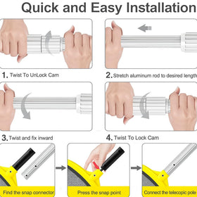 LIME POOL universal attachment compatibility with skimmer nets, brushes, and vacuums.
