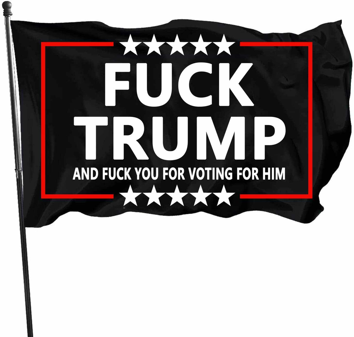 Limecute anti-Trump flag with brass grommets for durable outdoor display.