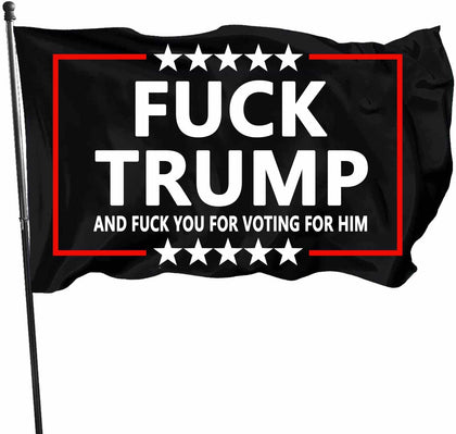 Limecute anti-Trump flag with brass grommets for durable outdoor display.