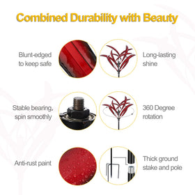 LimeHill Wind Spinner Crimson Magnolia anti-rust coating withstands weather exposure.