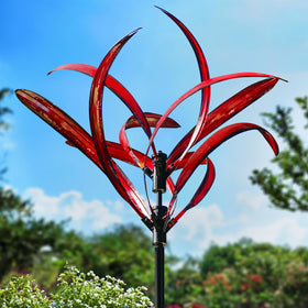 LimeHill Wind Spinner Crimson Magnolia front view adds color and charm to your garden.