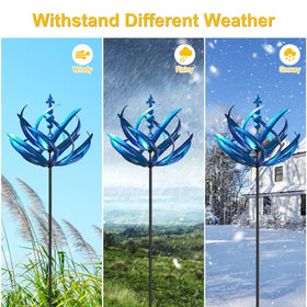LimeHill wind spinner measures 27 by 91 inches for bold garden presence.