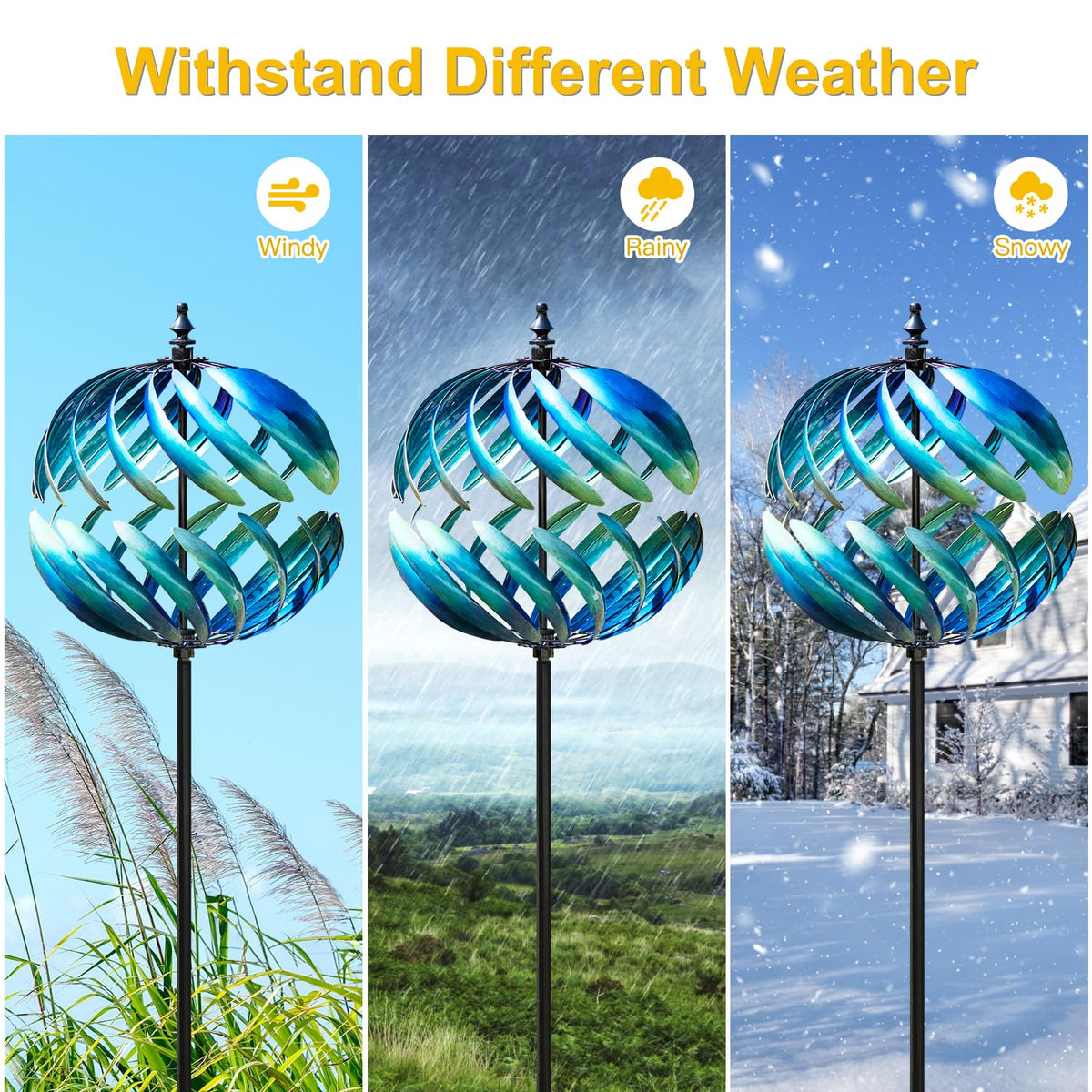 LimeHill wind spinner weather-resistant base design stays balanced in all weather.