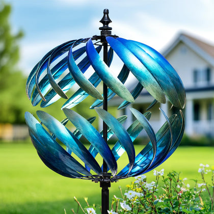 LimeHill wind spinner yard large stake in action adds dynamic outdoor decoration.