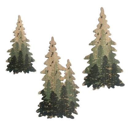 Limygus wooden Christmas tree wall decor full 3-piece set displayed for rustic charm