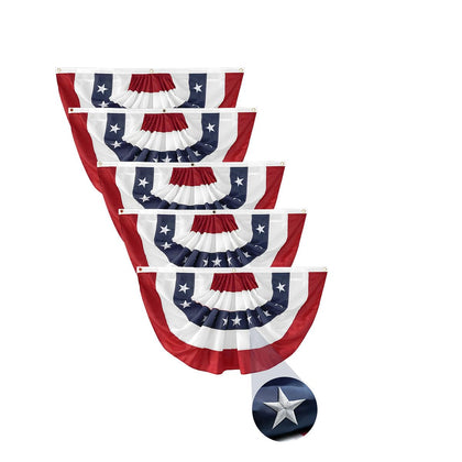 LinaGarten five-pack American pleated flag, 1.5x3 ft, durable outdoor banner.