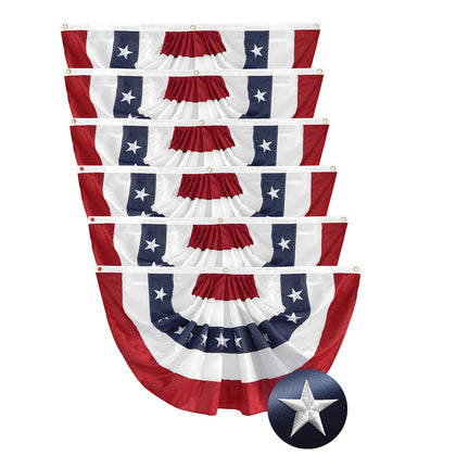 LinaGarten American flag pleated 2x4ft with premium embroidery for porch decor