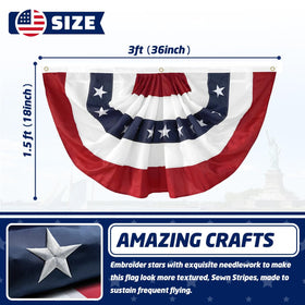 LinaGarten embroidered flag close-up showing stars and stripes for premium display.