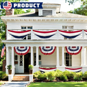 LinaGarten outdoor banner bunting for holidays displayed on porch railings