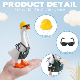 Linastu 7inch desk goose matching hat enhances coordinated garden display