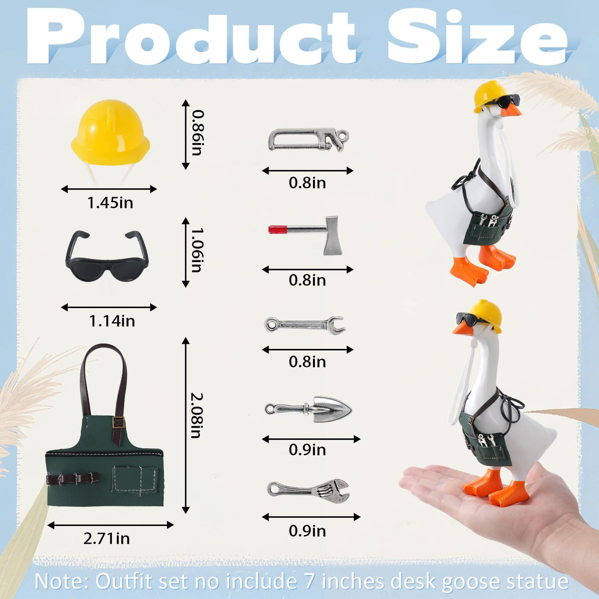 Linastu 7inch desk goose mini tools set adds realistic handyman flair
