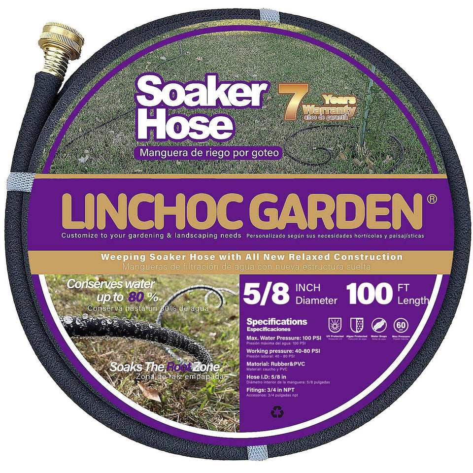 LINCHOC GARDEN 100ft soaker hose delivers root-targeted irrigation for large landscapes