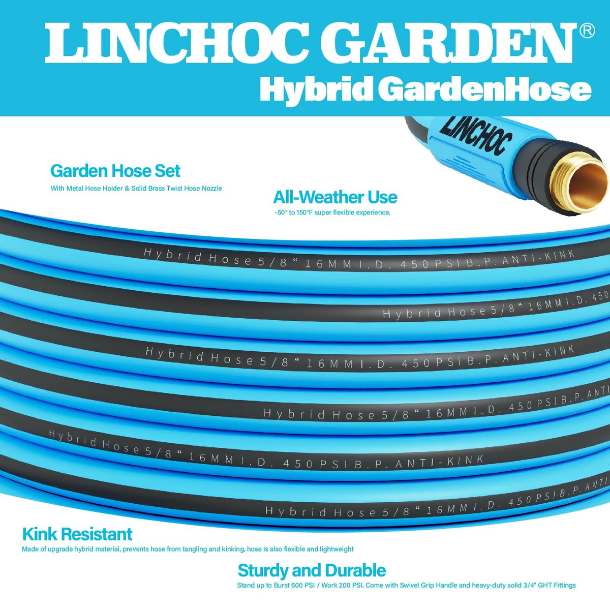 LINCHOC GARDEN brass connectors for a leak-free spigot seal