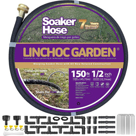 LINCHOC GARDEN Soaker Hose 150ft coil ready for layout and efficient watering