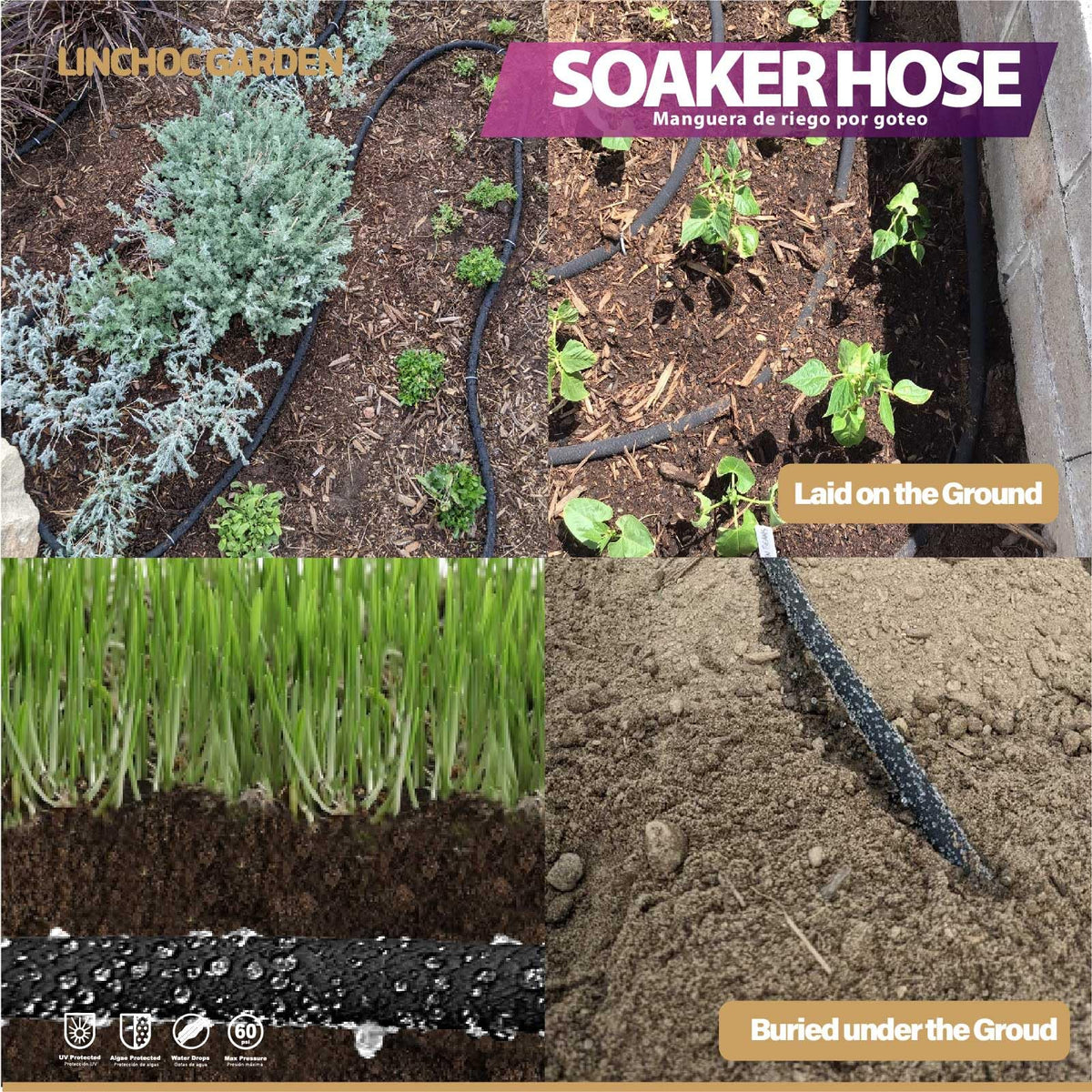 LINCHOC GARDEN Soaker Hose eco-friendly rubber for sustainable irrigation