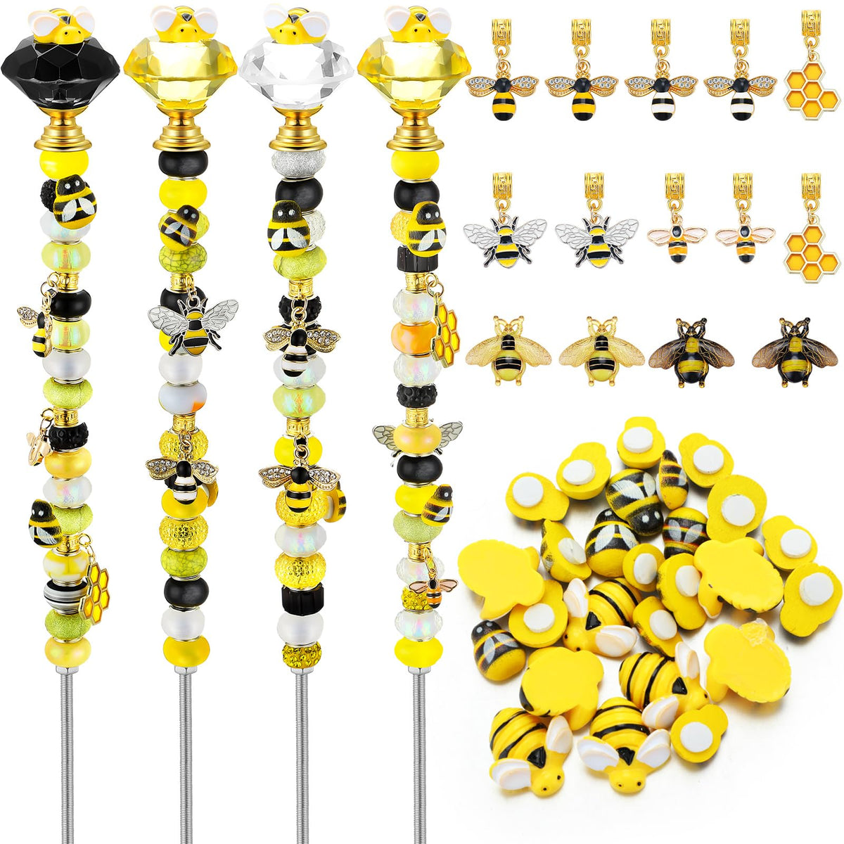 Lineshading bee garden stakes kit showcases vibrant colors for charming outdoor decor.