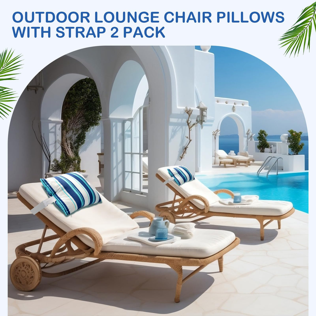 Lineshading poolside recliner pillow four-piece set blue stripe for versatile use.