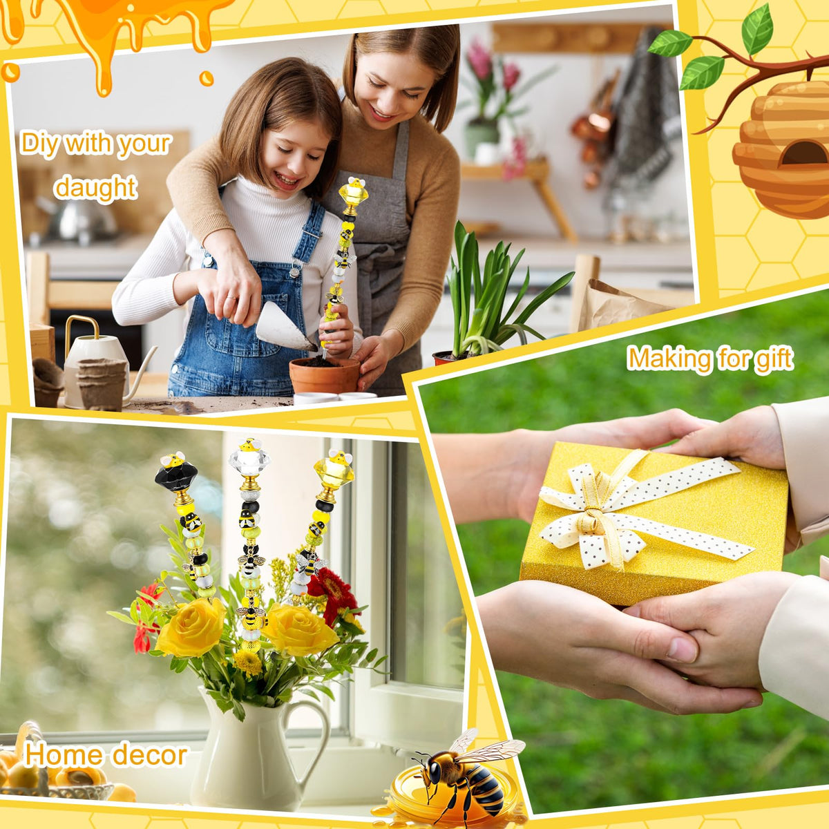 Lineshading yellow bee accessories provide playful accents for seasonal crafts.
