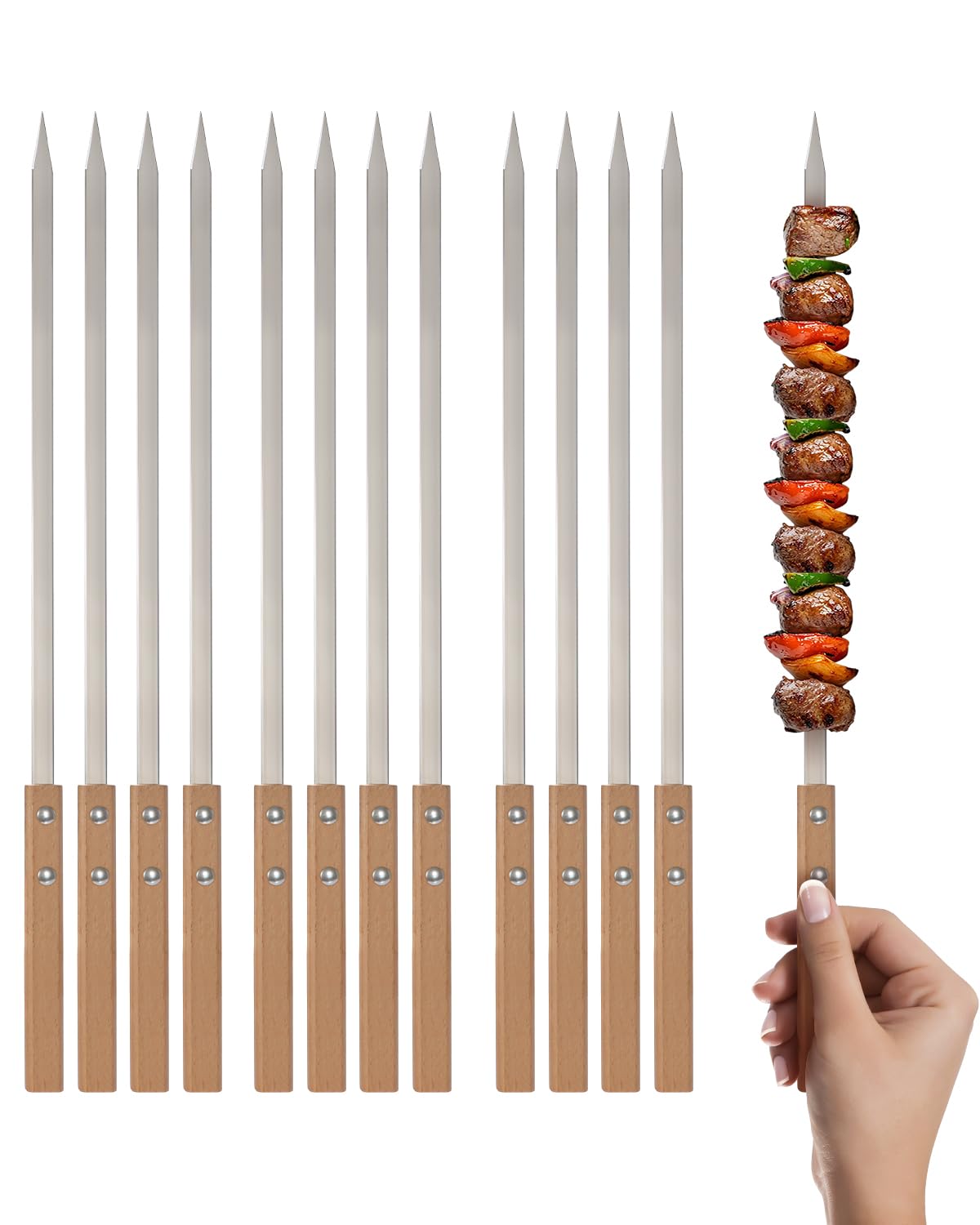 Lineslife kabob skewers with flat stainless steel 17-inch design for even heat and easy grilling