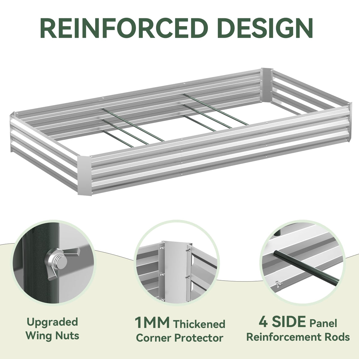 Lineware easy-assembly galvanized planter with clear instructions for quick setup.