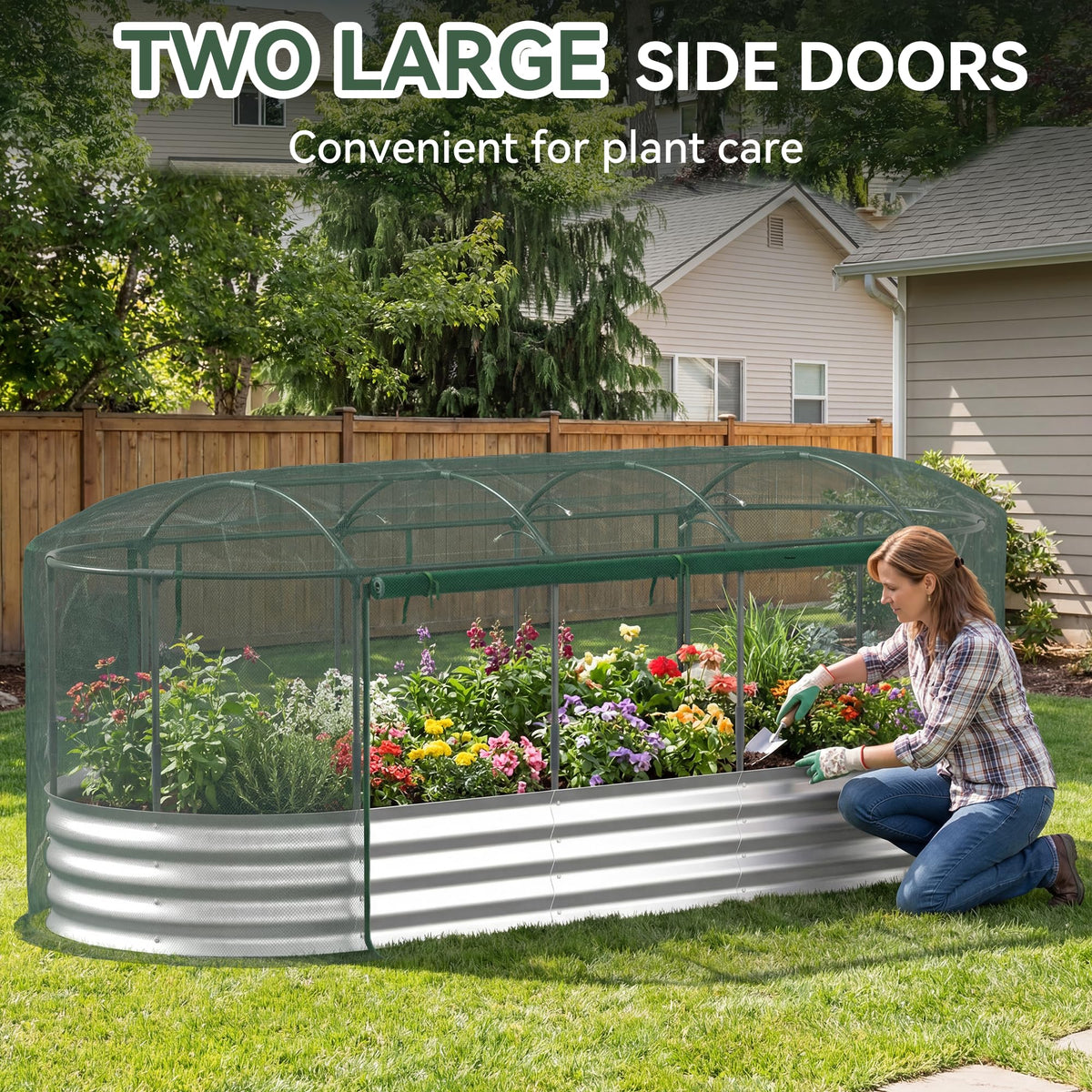 Lineware galvanized steel raised bed highlights rust-resistant construction.