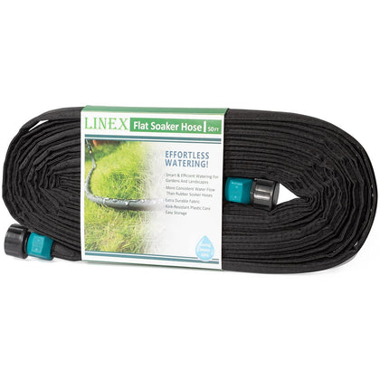 LINEX flat soaker hose rolled for easy storage and space saving
