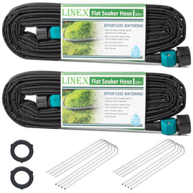 LINEX flat soaker hose rolled for easy storage and transport
